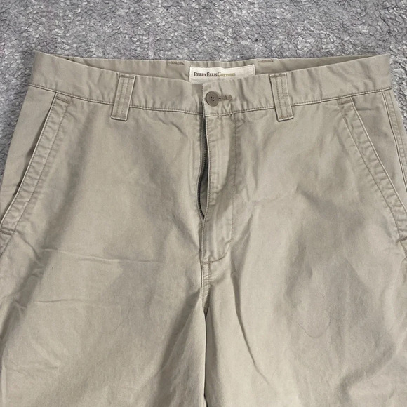 Perry Ellis Cottons Men's Khaki Chino Tan Trouser Pants Sz 34 x 30 - Picture 2 of 6